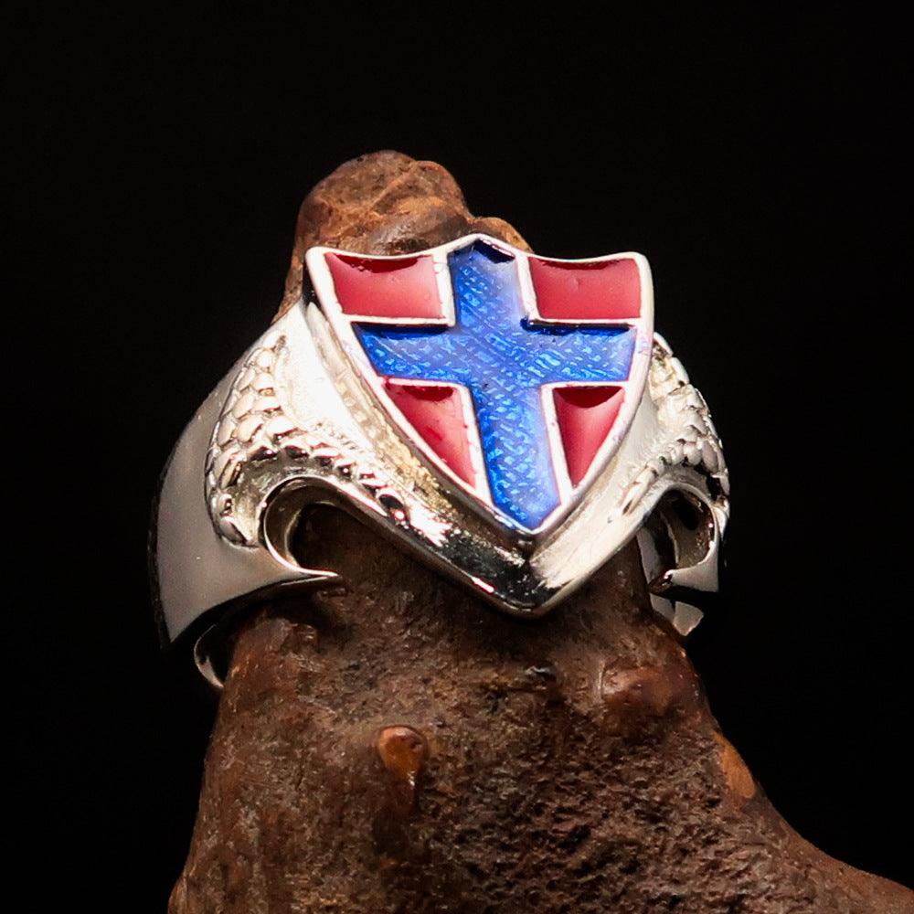 Knights Templar Ring - Flag of Norway Blue Cross On Red - Bricks Masons