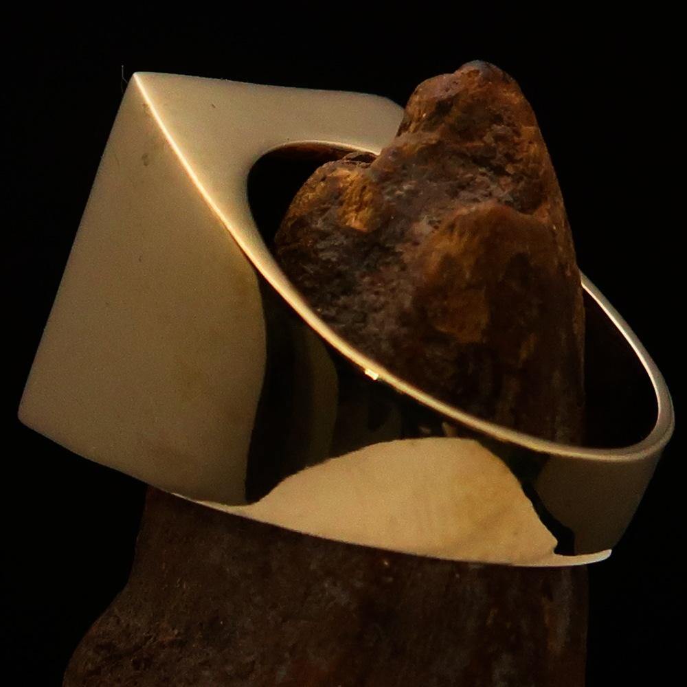 Knights Templar Ring - Green & Gold Solid Brass With Cross - Bricks Masons