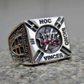 Knights Templar Ring - IN HOC SIGNO VINCES Silver Stainless Steel - Bricks Masons