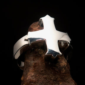 Knights Templar Ring - Mirror polished Silver Cross Ring - Bricks Masons