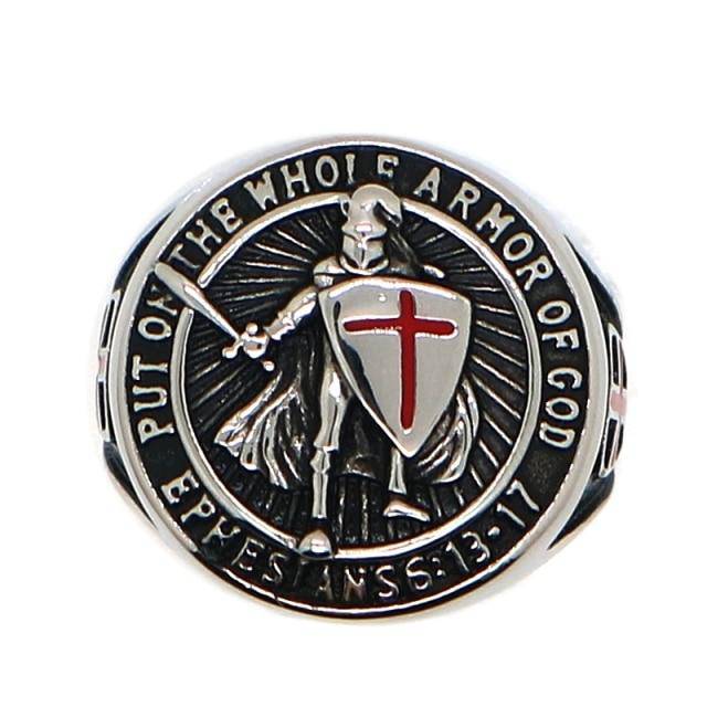 Knights Templar Ring - "Put On The Whole Armor Of God" Cross - Bricks Masons