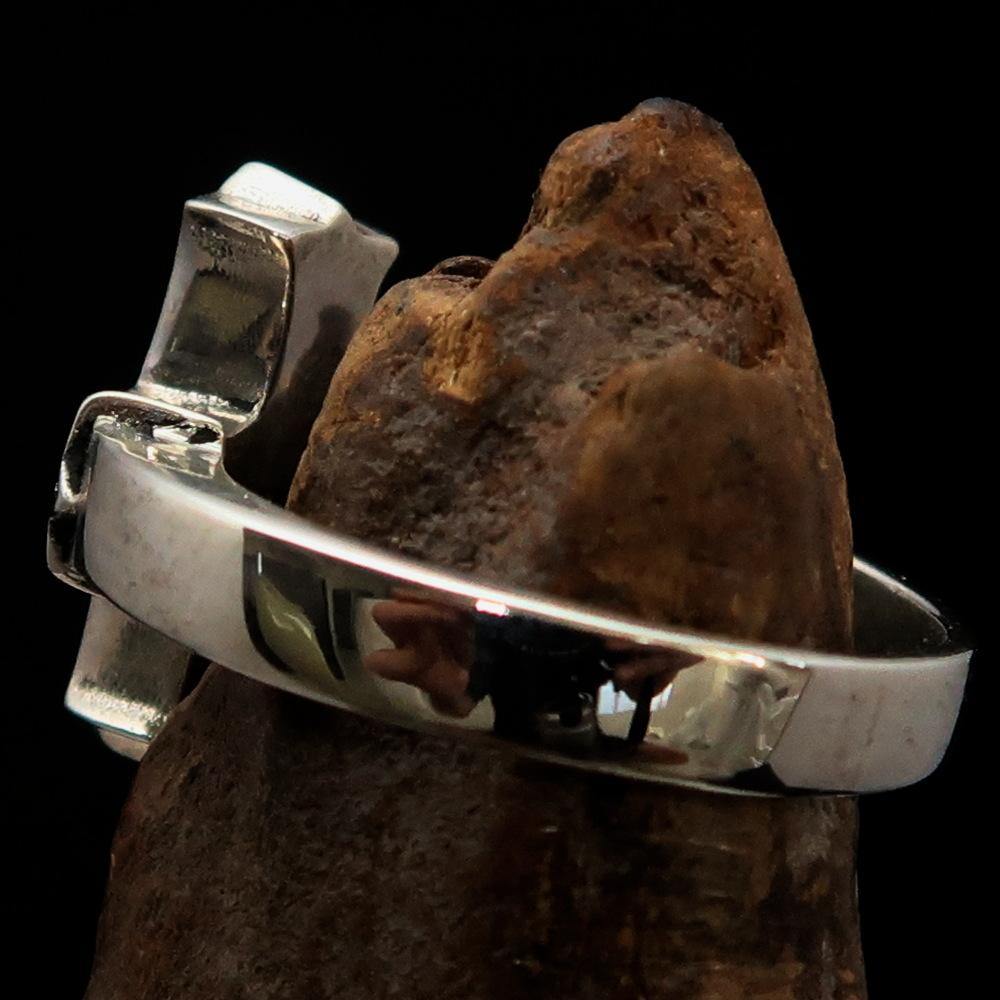 Knights Templar Ring - Silver & Black Cross Sterling Silver - Bricks Masons