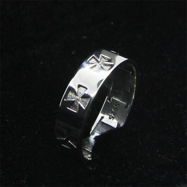 Knights Templar Ring - Sterling Silver Cross Silver Band - Bricks Masons