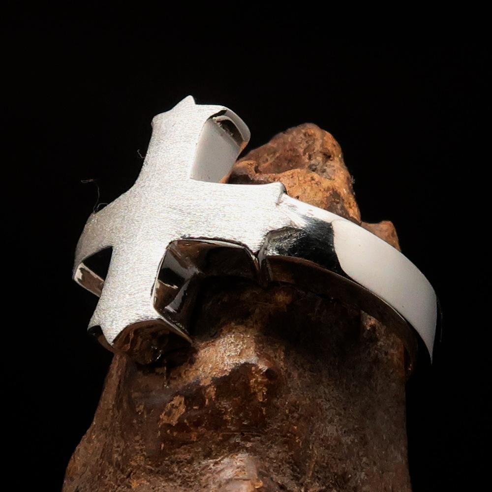 Knights Templar Ring - Templar Cross Sterling Silver - Bricks Masons