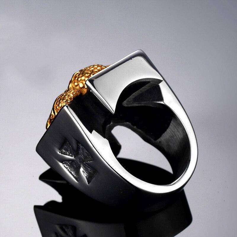 Knights Templar Ring - Triple Golden Skulls - Bricks Masons