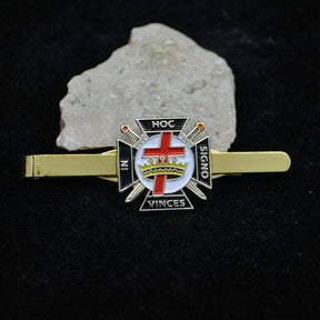 Knights Templar Tie Bar - Classic Cross Crown Gold - Bricks Masons