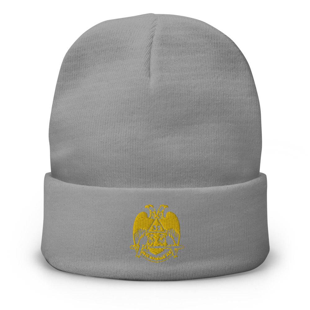 32nd Degree Scottish Rite Beanie - Wings Down Golden Embroidery