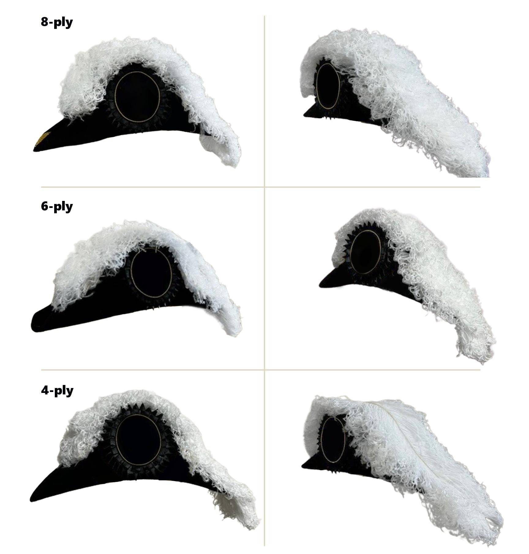 Line Officer Knights Templar Illinois Regulation Chapeau - All White Plumes - Bricks Masons