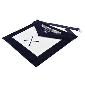 Marshal Blue Lodge Officer Apron - Kenton Lodge Navy Velvet With Silver Embroidery Thread - Bricks Masons