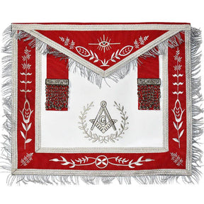 Master Mason Blue Lodge Apron - Red Machine Embroidery - Bricks Masons