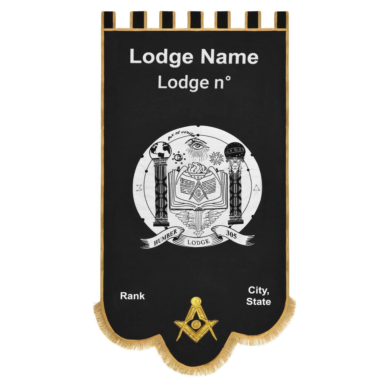 Master Mason Blue Lodge Banner - Machine Embroidery Fully Customizable - Bricks Masons