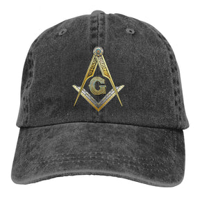 Master Mason Blue Lodge Baseball Cap - Compass and Square G Adjustable - Bricks Masons