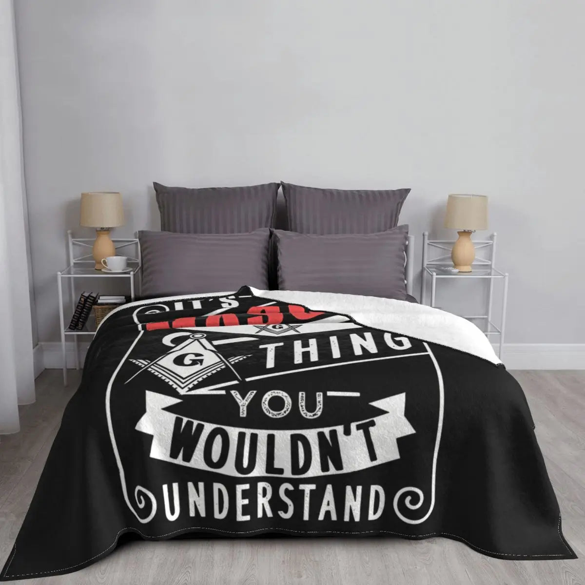 Master Mason Blue Lodge Blanket - Flannel Warm Throws - Bricks Masons