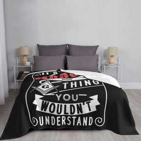 Master Mason Blue Lodge Blanket - Flannel Warm Throws - Bricks Masons