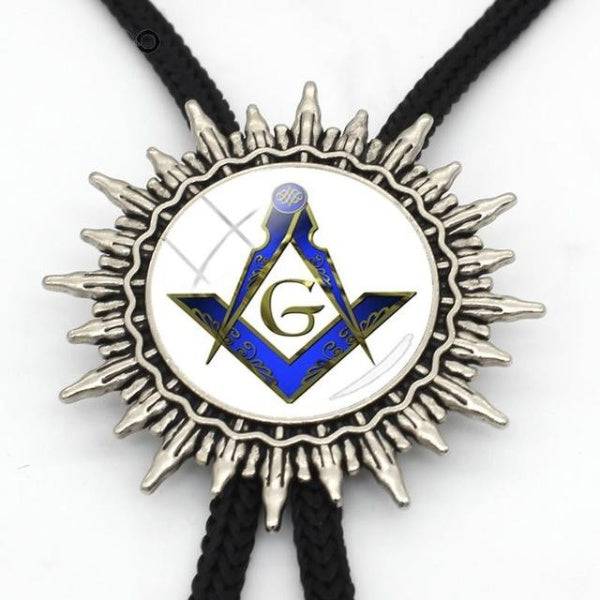 Master Mason Blue Lodge Bolo Tie - Square and Compass G - Bricks Masons