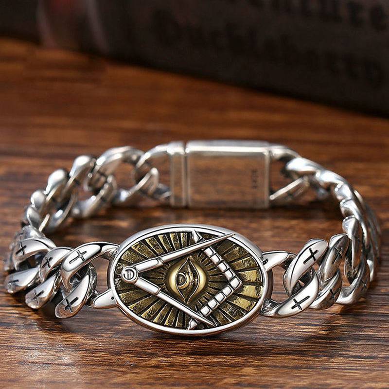 Master Mason Blue Lodge Bracelet - Handmade Silver Plated - Bricks Masons