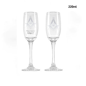 Master Mason Blue Lodge Champagne Flute - 2 Pieces Set - Bricks Masons