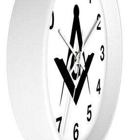 Master Mason Blue Lodge Clock - Wooden Frame Square & Compass G - Bricks Masons