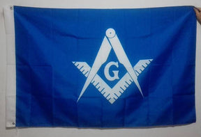 Master Mason Blue Lodge Flag - Blue & White Square & Compass G - Bricks Masons