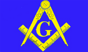 Master Mason Blue Lodge Flag - Blue & Yellow Square & Compass G - Bricks Masons
