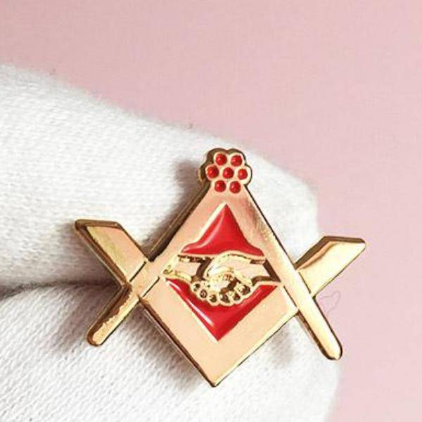 Master Mason Blue Lodge Lapel Pin - Grip Square Compass Red - Bricks Masons