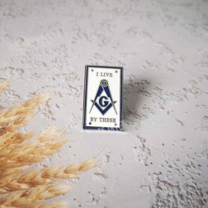 Master Mason Blue Lodge Lapel Pin - I Live By These - Bricks Masons