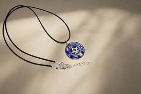 Master Mason Blue Lodge Necklace - Gold Plated Grip Tools With Leather Chain - Bricks Masons