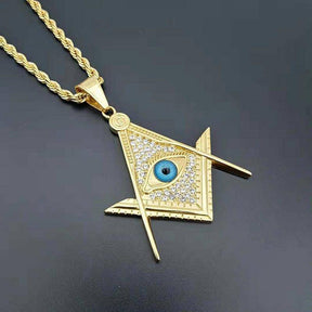 Master Mason Blue Lodge Necklace - Gold Stainless Steel - Bricks Masons