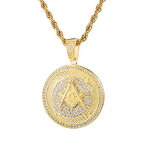 Master Mason Blue Lodge Necklace - Square and Compass G Zircon Stone - Bricks Masons