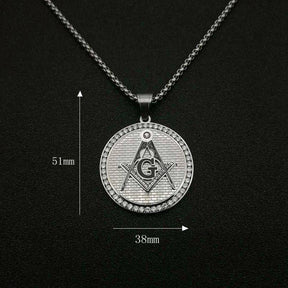 Master Mason Blue Lodge Necklace - Square and Compass with G Iced Out Round (Gold & Silver) - Bricks Masons