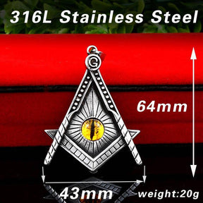 Master Mason Blue Lodge Necklace - Yellow Eye Stainless Steel - Bricks Masons