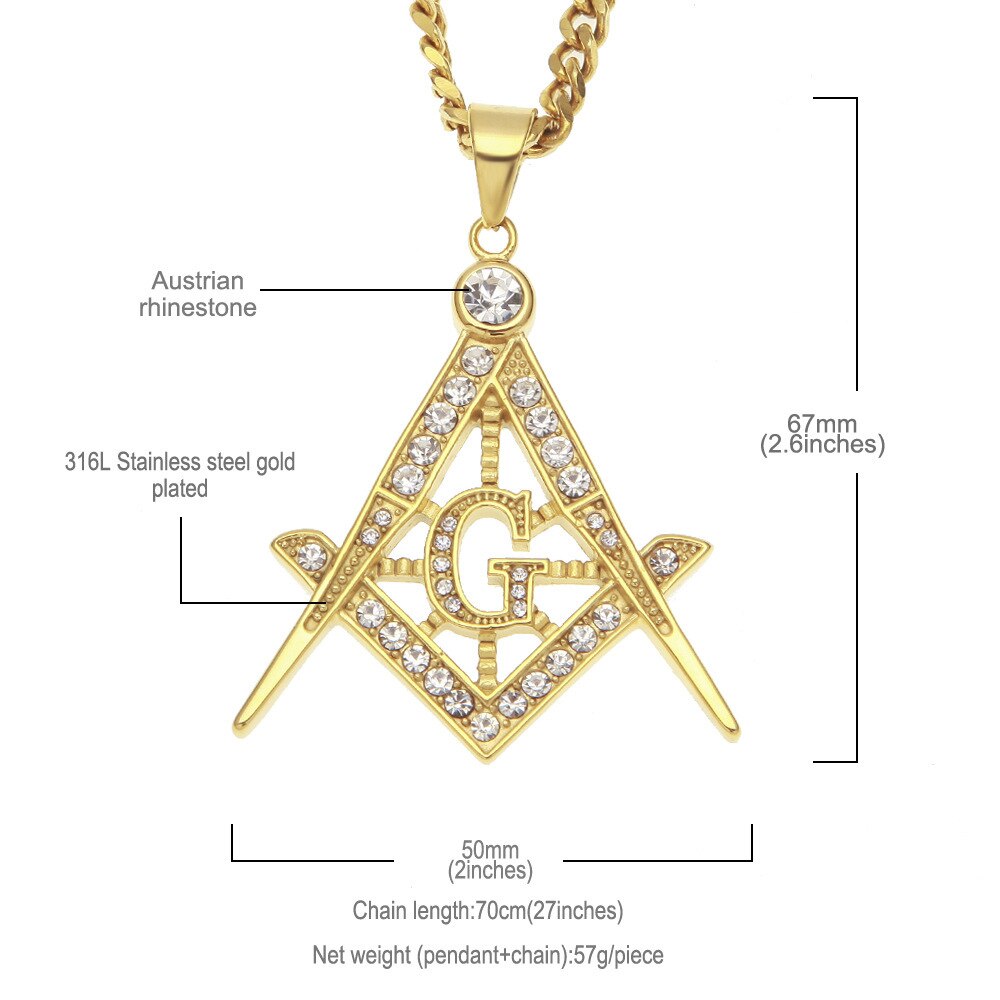 Master Mason Blue Lodge Necklace - Zirconia Stainless Steel - Bricks Masons