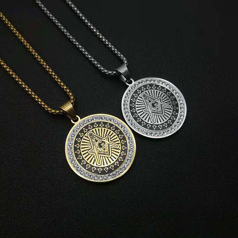 Master Mason Blue Lodge Necklace - Zirconia Stainless Steel Gold & Silver - Bricks Masons