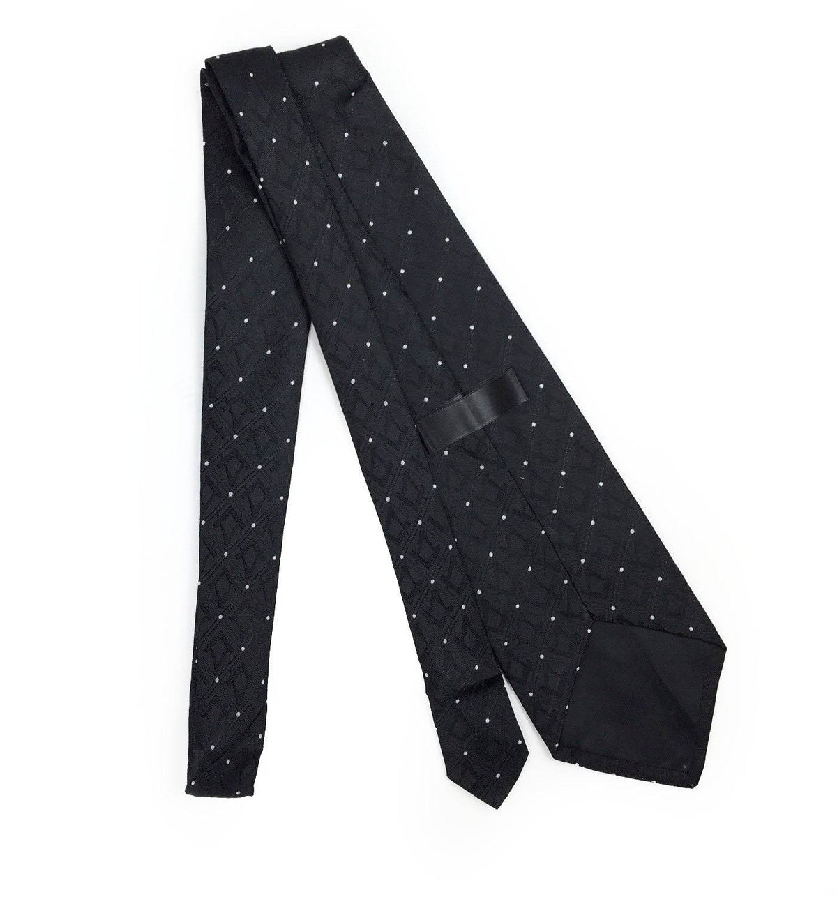 Master Mason Blue Lodge Necktie - Black with Polkadot Machine Embroidery - Bricks Masons