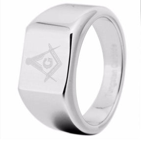 Master Mason Blue Lodge Ring - 12MM Width Silver - Bricks Masons