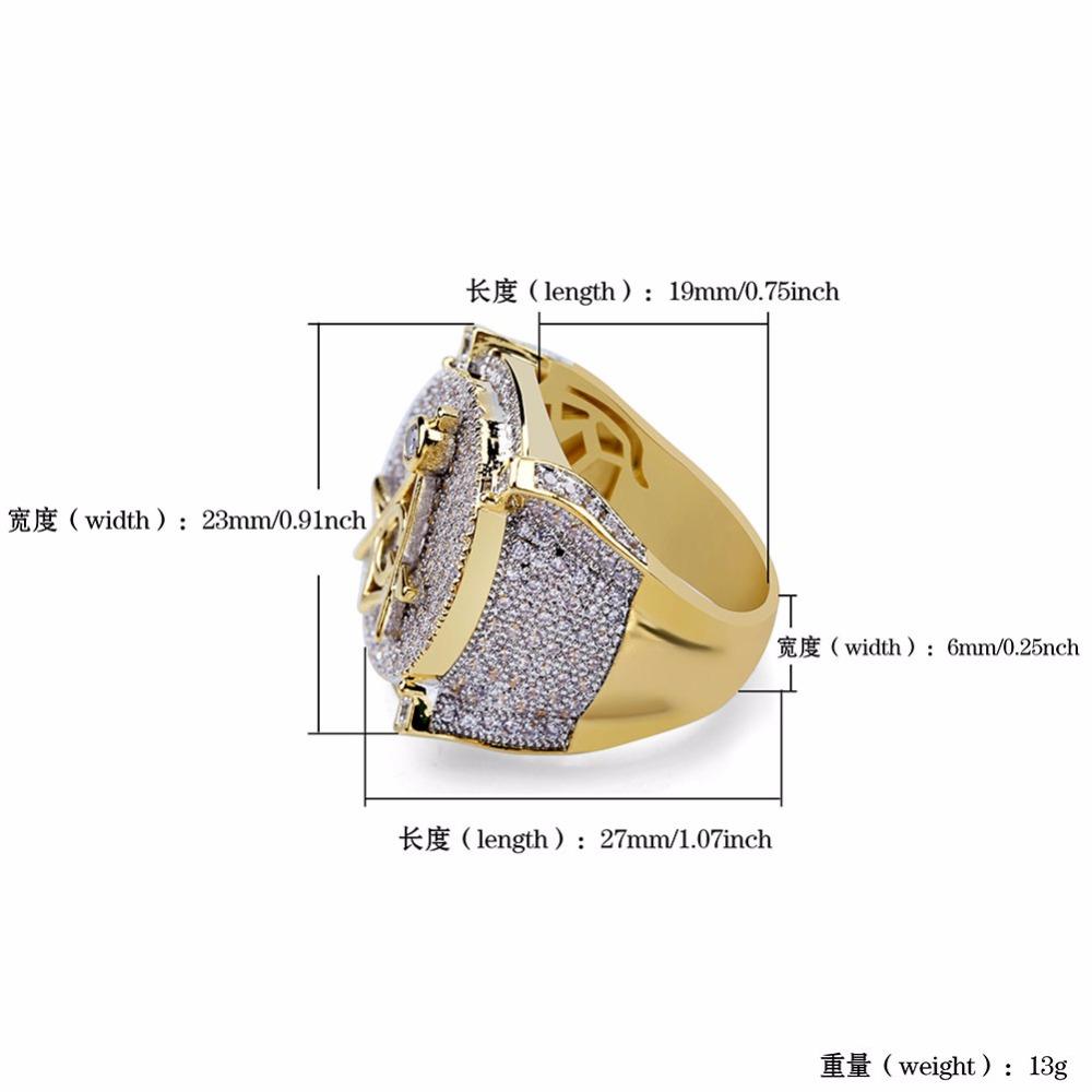Master Mason Blue Lodge Ring - Cubic Zirconia Copper Gold - Bricks Masons