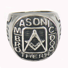 Master Mason Blue Lodge Ring - Square and Compass Stainless Steel Brotherhood - Bricks Masons