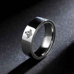 Master Mason Blue Lodge Ring - Square Compass G (Silver/Gold/Black) - Bricks Masons