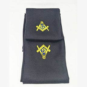 Master Mason Blue Lodge Scarf - Black Embroidery Cashmere - Bricks Masons