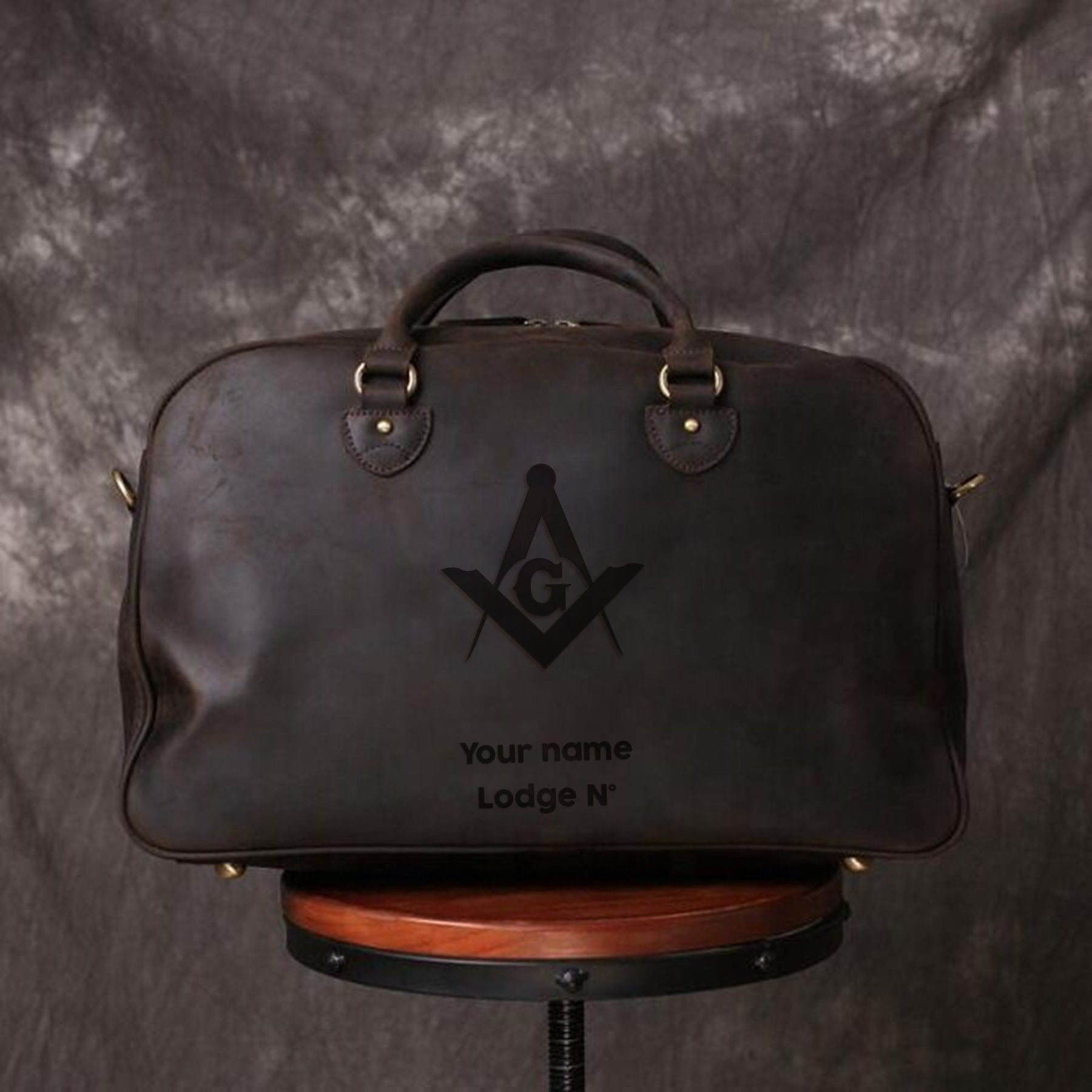 Master Mason Blue Lodge Travel Bag - Dark Brown & Camel - Bricks Masons