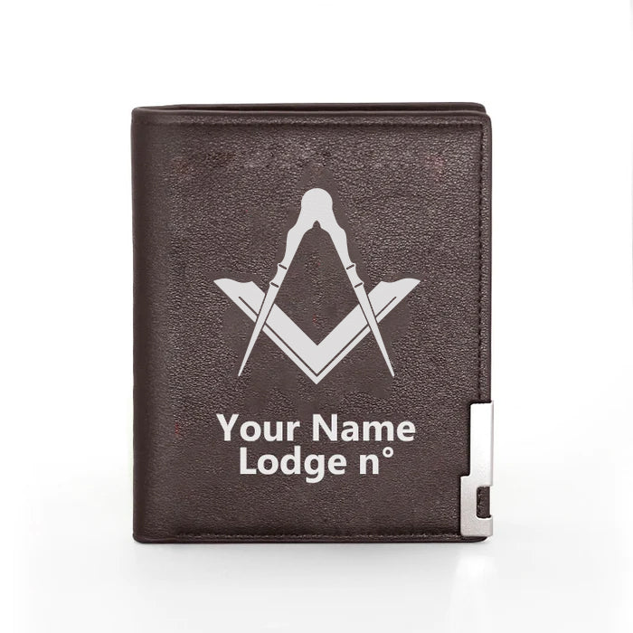 Master Mason Blue Lodge Wallet - Black & Brown - Bricks Masons
