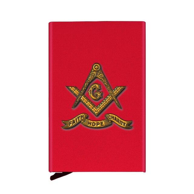 Master Mason Blue Lodge Wallet - Faith Hope Charity, Popup Credit Card - Bricks Masons