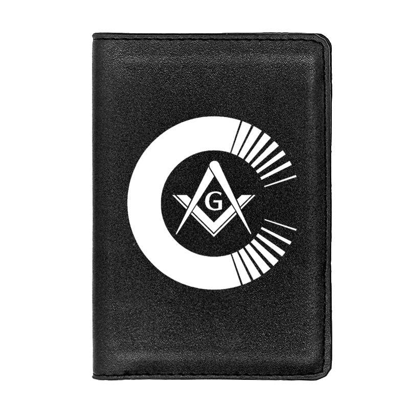 Master Mason Blue Lodge Wallet - PU Leather Passport & Credit Card Holder Black & Brown - Bricks Masons
