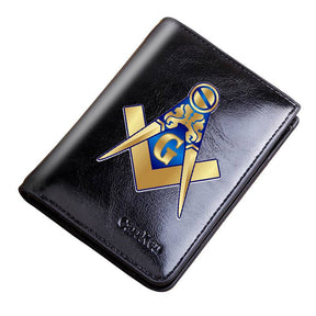 Master Mason Blue Lodge Wallet - With Credit Card Holder Leather (Black/Coffee) - Bricks Masons
