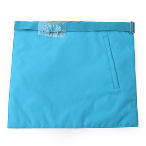 Master Mason Emulation Rite Apron - Turquoise Moire with Three Rosettes - Bricks Masons