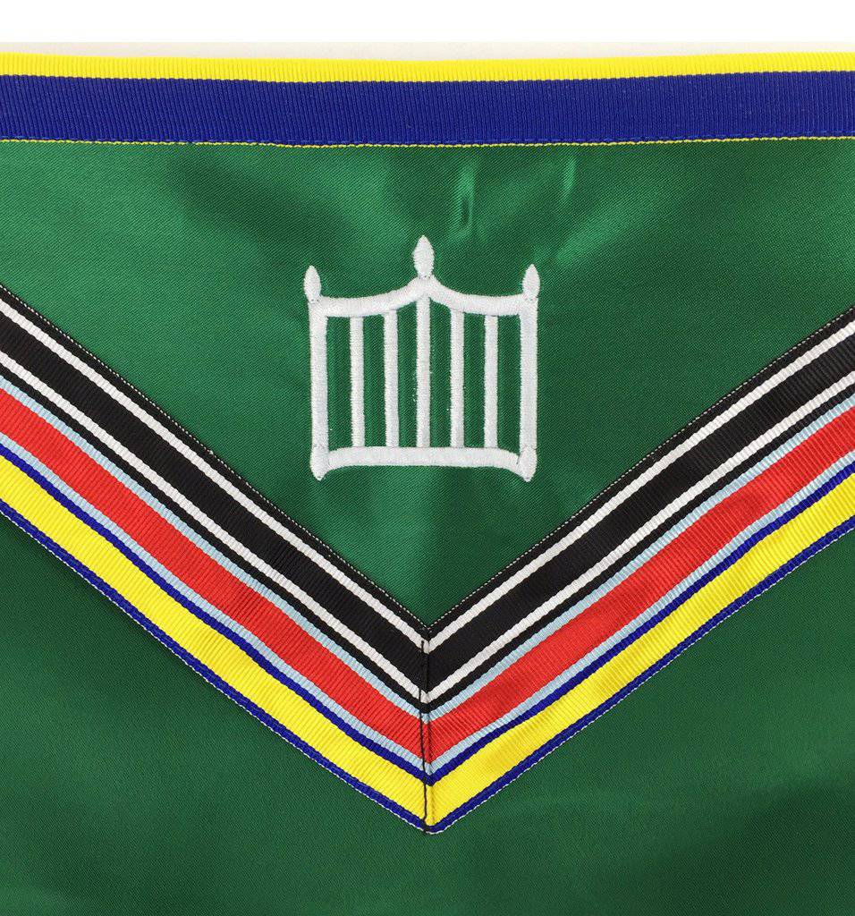 Member Allied Masonic Degrees English Regulation Apron - Green & Multi Colour - Bricks Masons
