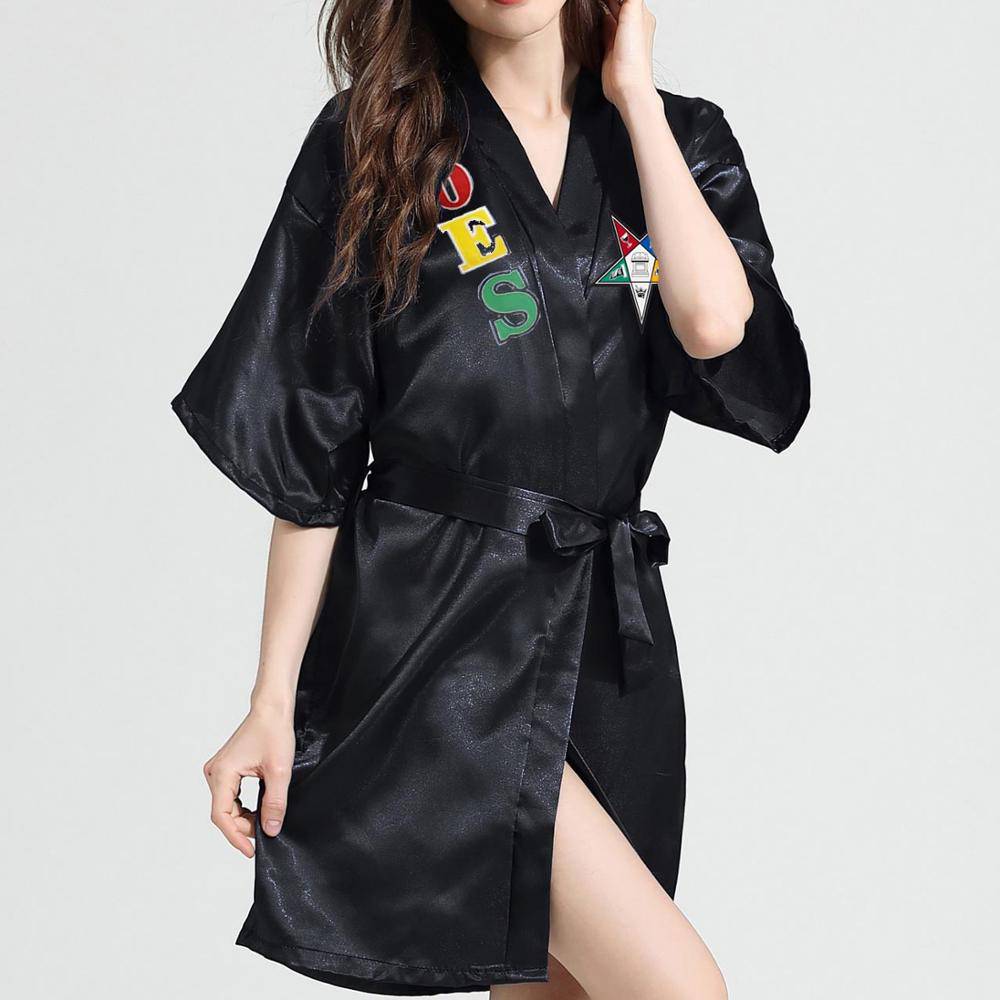 OES Bathrobe - Blue, Black, White - Bricks Masons