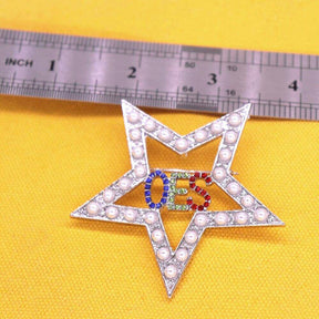 OES Brooch - Crystals & Pearls - Bricks Masons