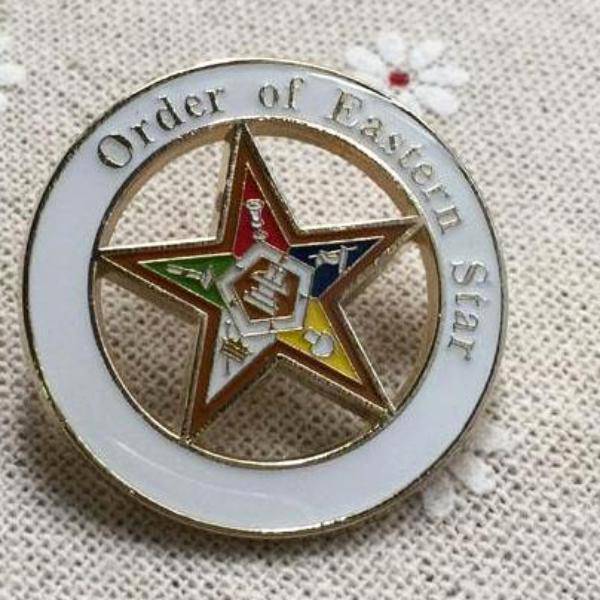 OES Lapel Pin - White - Bricks Masons