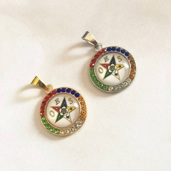 OES Necklace - 28mm Crystal Pendant (Gold & Silver) - Bricks Masons